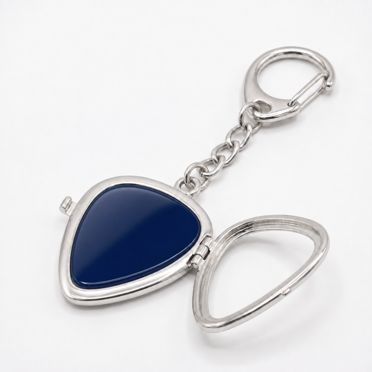 Guitar Pick Holder Locket Keychain – Silver