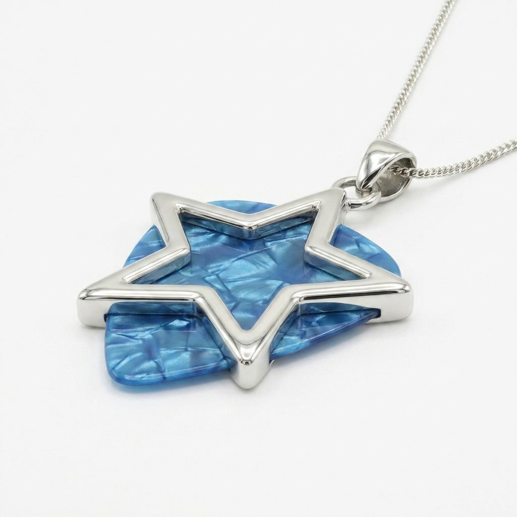 Star Guitar Pick Holder Pendant – Silver