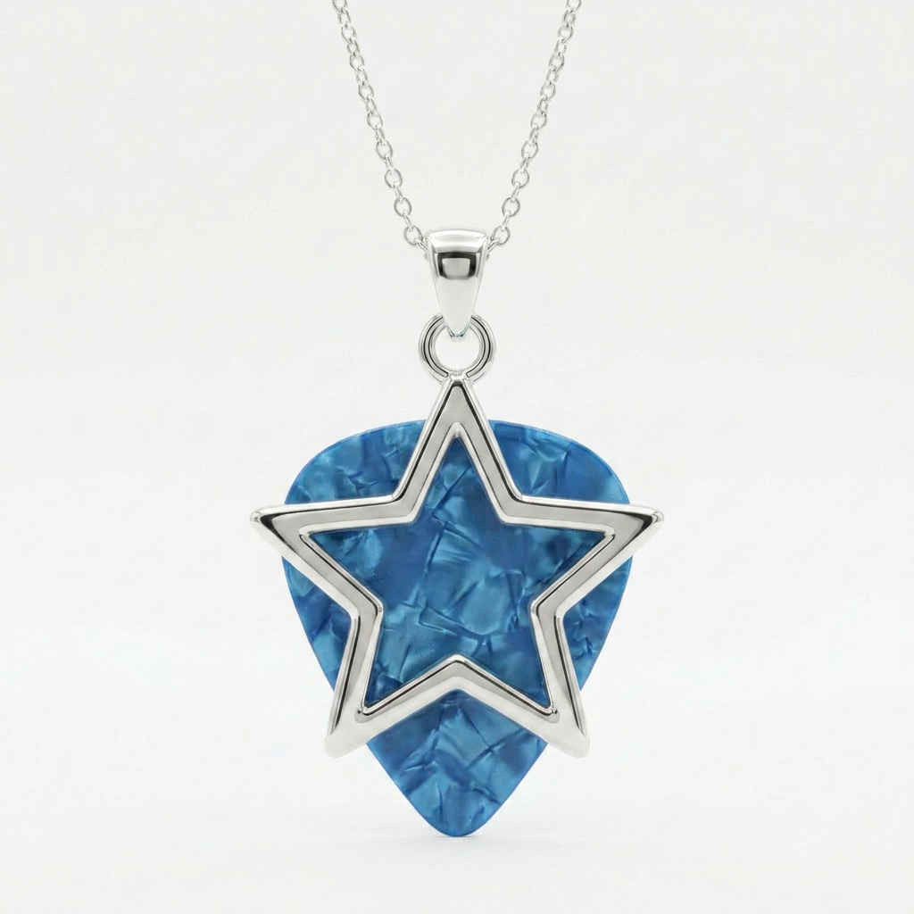Star Guitar Pick Holder Pendant – Silver
