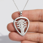 Guitar Neck Guitar Pick Holder Pendant – Silver