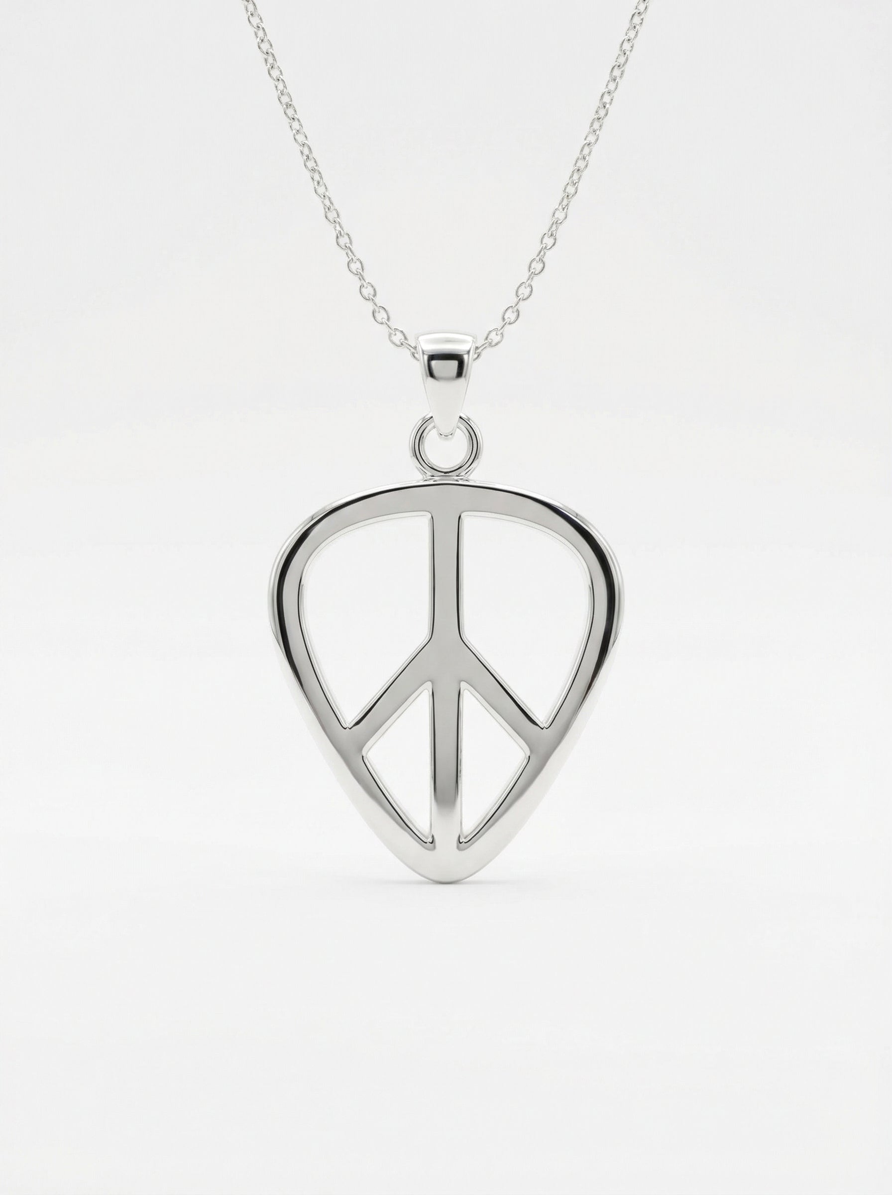 Peace Sign Guitar Pick Holder Pendant – Silver