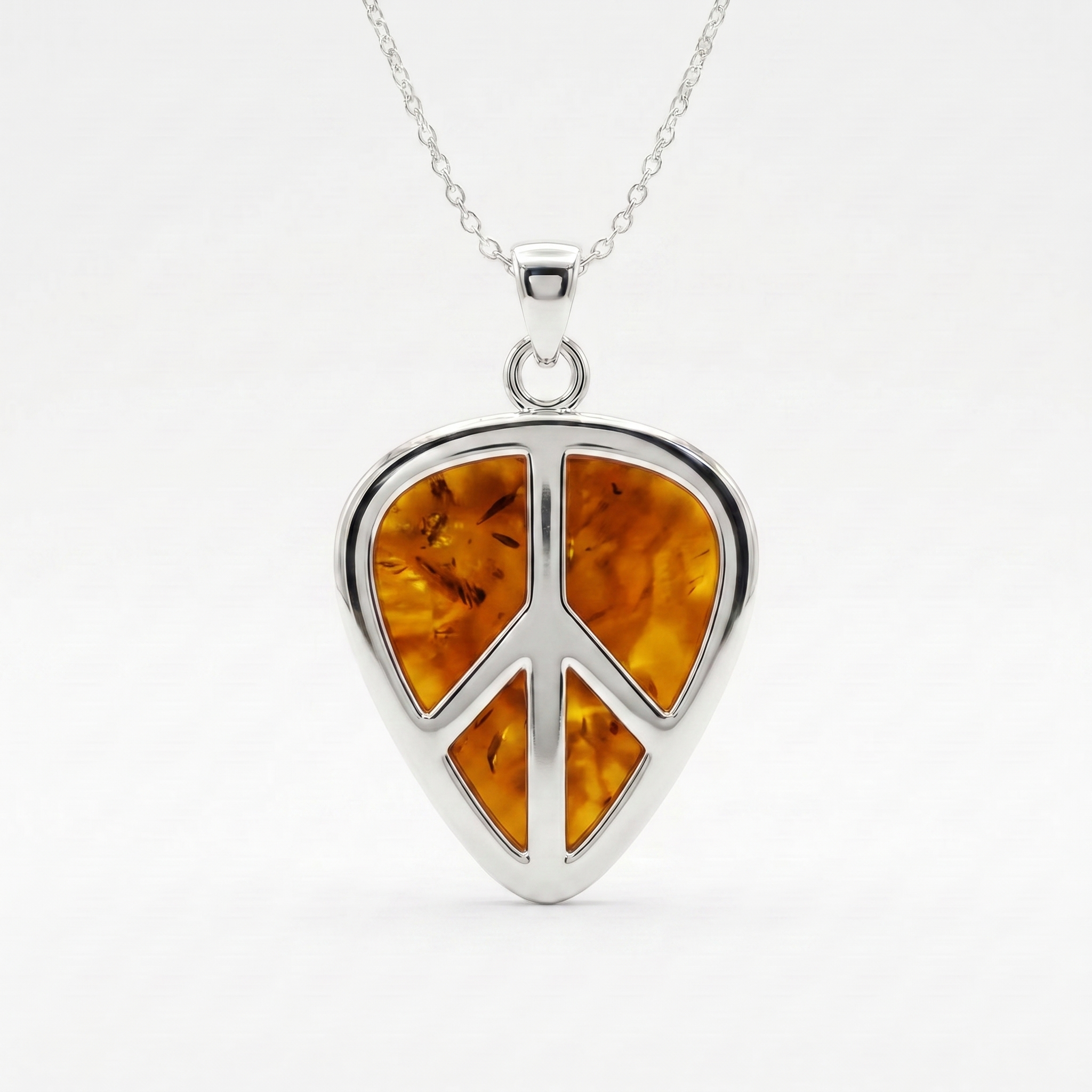 Peace Sign Guitar Pick Holder Pendant – Silver