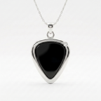 Guitar Pick Holder Pendant with Diamond CZ – Silver