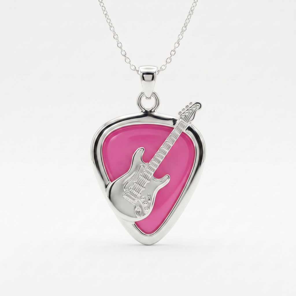 Electric Guitar Pick Holder Pendant – Silver