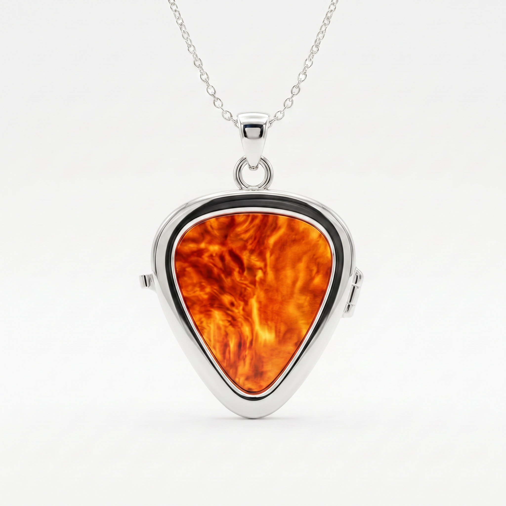 Guitar Pick Holder Locket Pendant – Silver