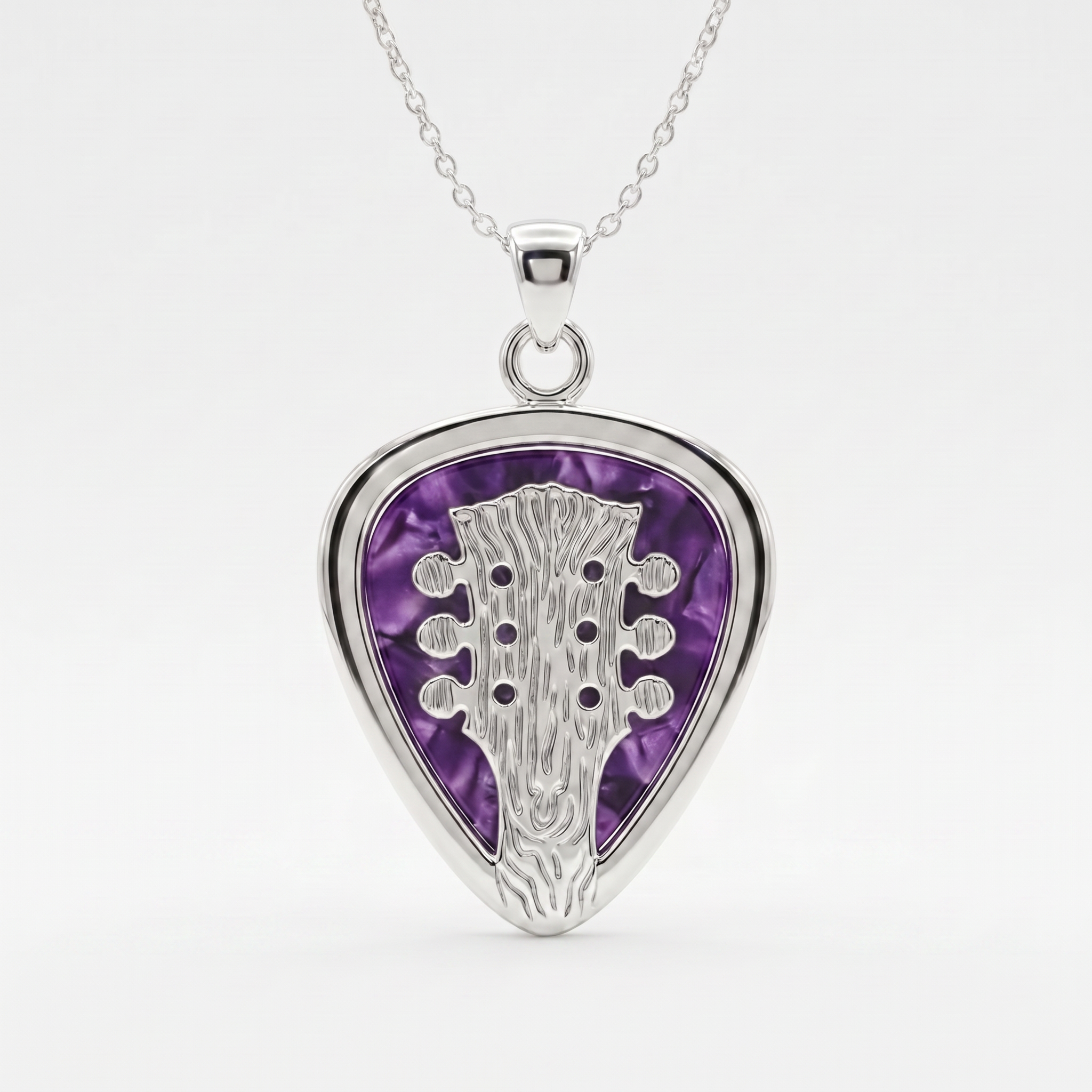Guitar Neck Guitar Pick Holder Pendant – Silver