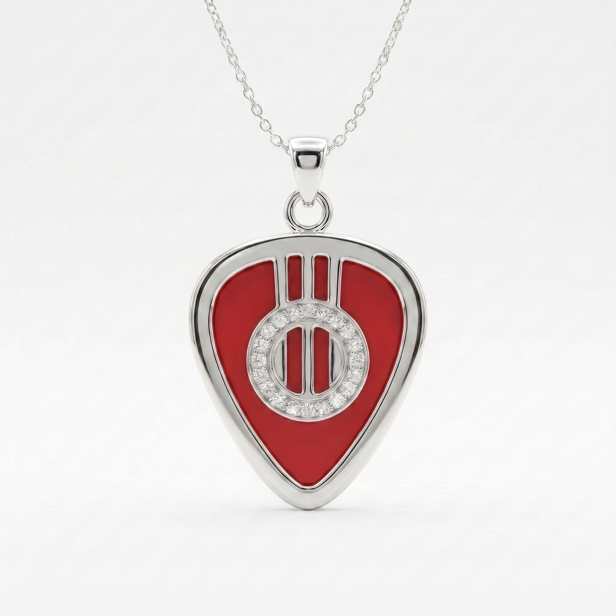 Guitar Sound Hole Pick Holder Pendant – Silver