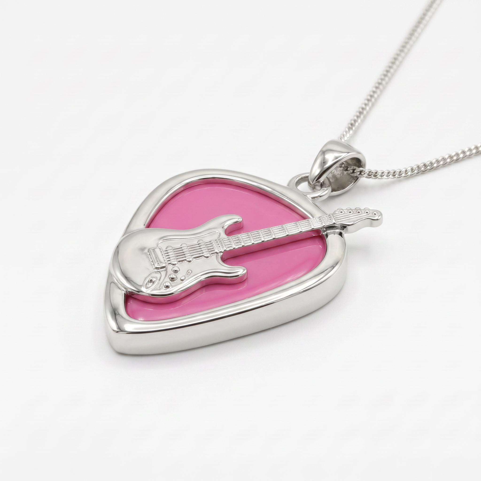 Electric Guitar Pick Holder Pendant – Silver