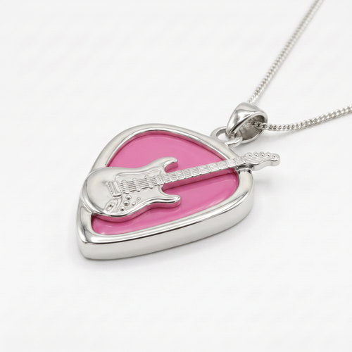 Electric Guitar Pick Holder Pendant – Silver
