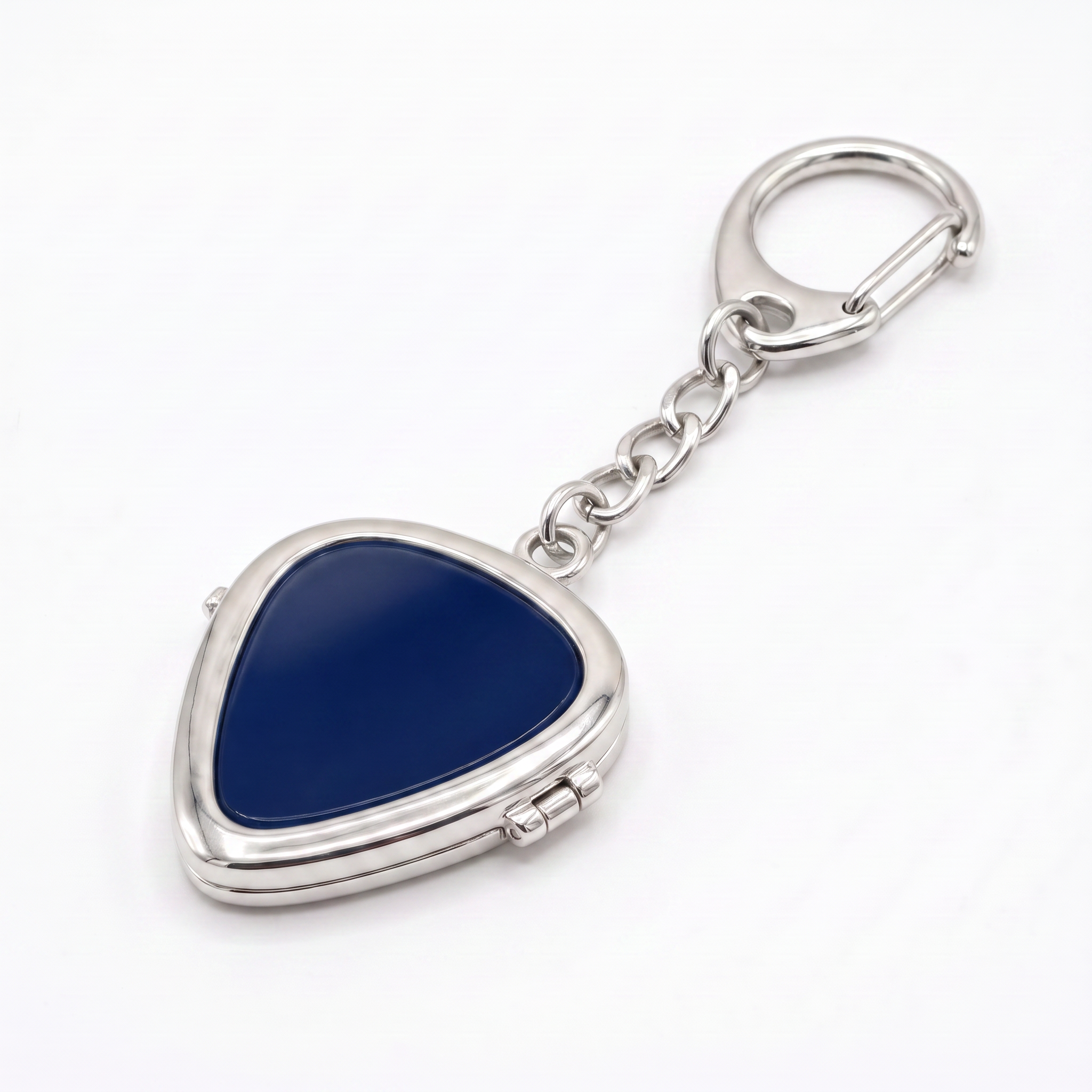 Guitar Pick Holder Locket Keychain – Silver