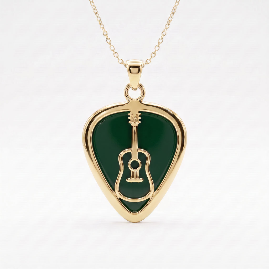 Classic Acoustic Guitar Pick Holder Pendant – Gold