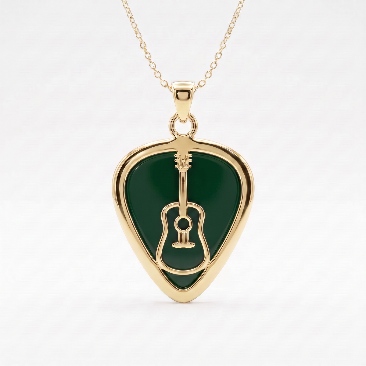 Classic Acoustic Guitar Pick Holder Pendant – Gold