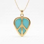 Peace Sign Guitar Pick Holder Pendant – Gold