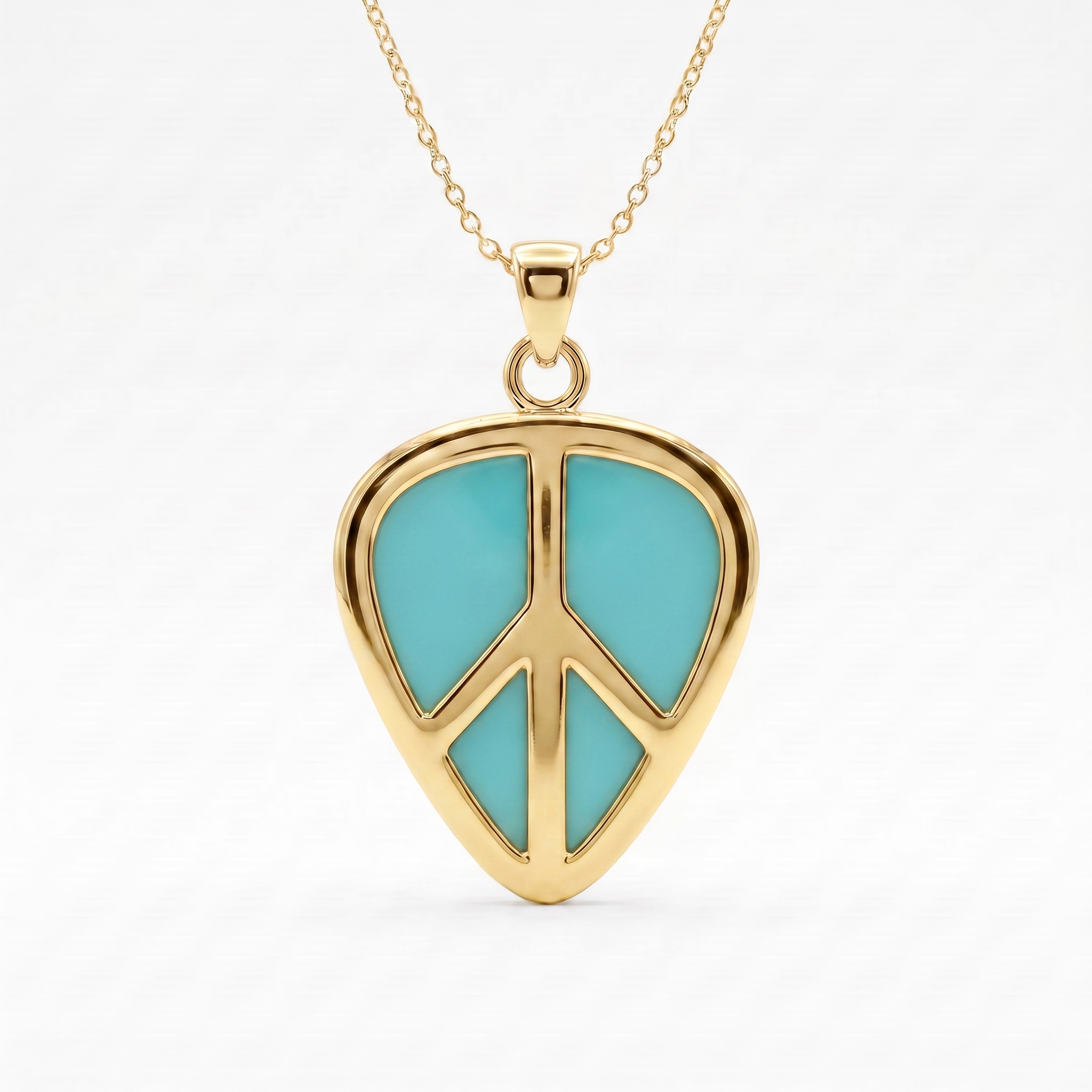 Peace Sign Guitar Pick Holder Pendant – Gold