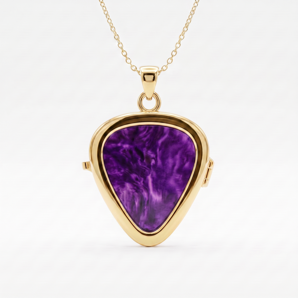 Guitar Pick Holder Locket Pendant – Gold
