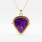 Guitar Pick Holder Locket Pendant – Gold