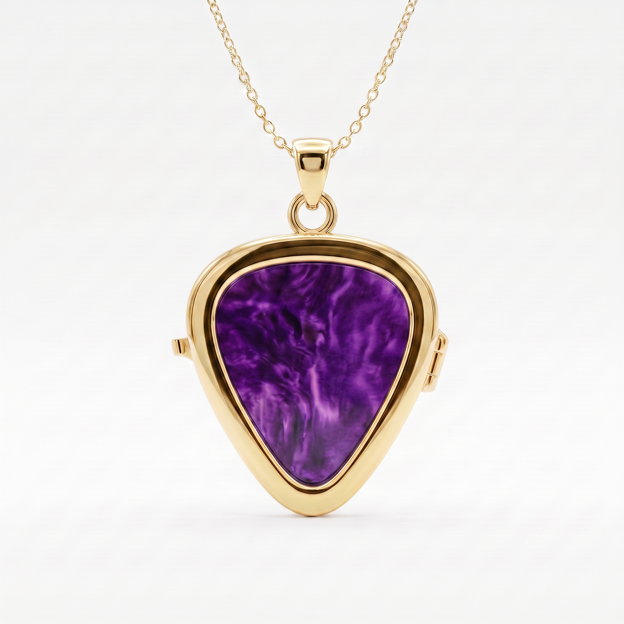 Guitar Pick Holder Locket Pendant – Gold