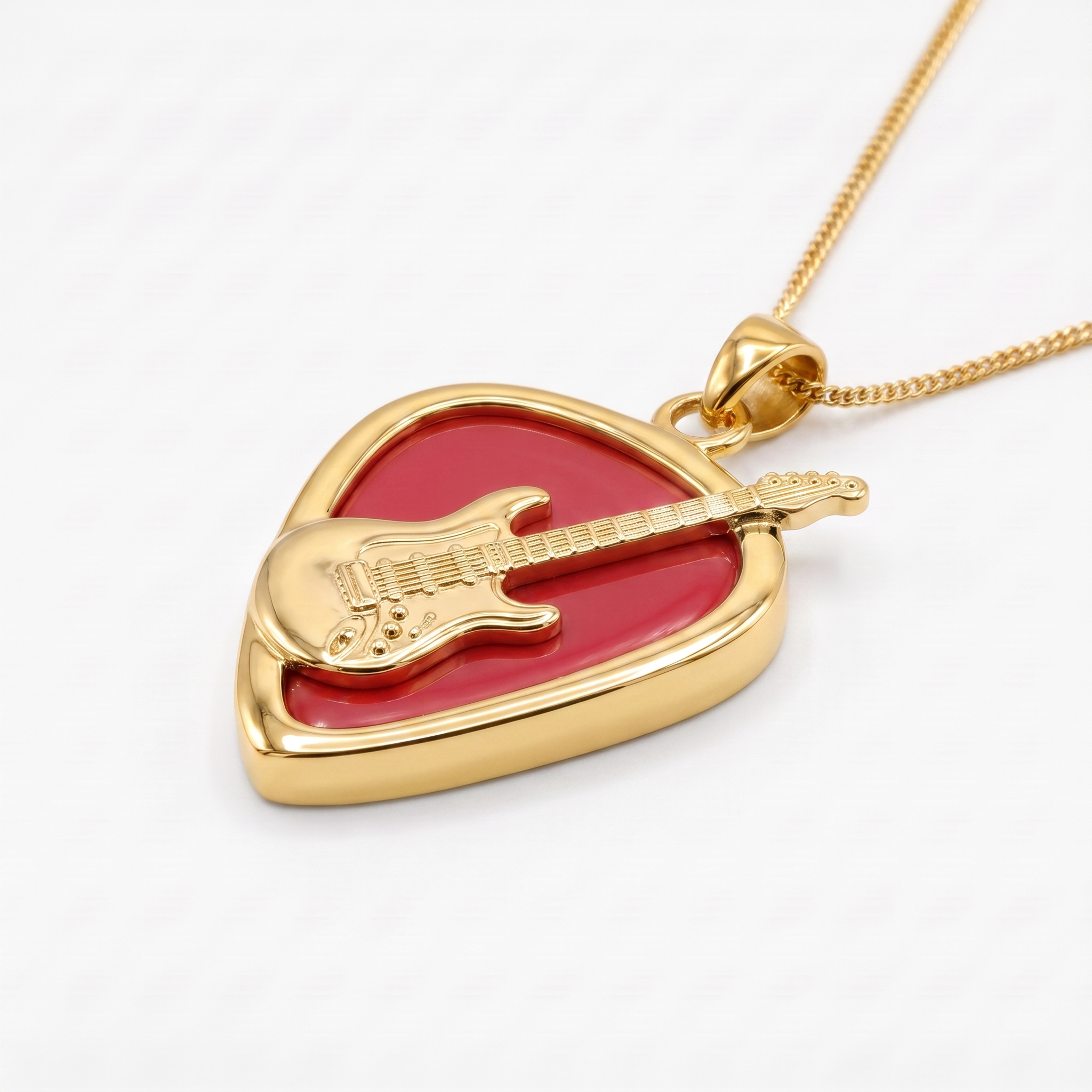 Electric Guitar Pick Holder Pendant – Gold