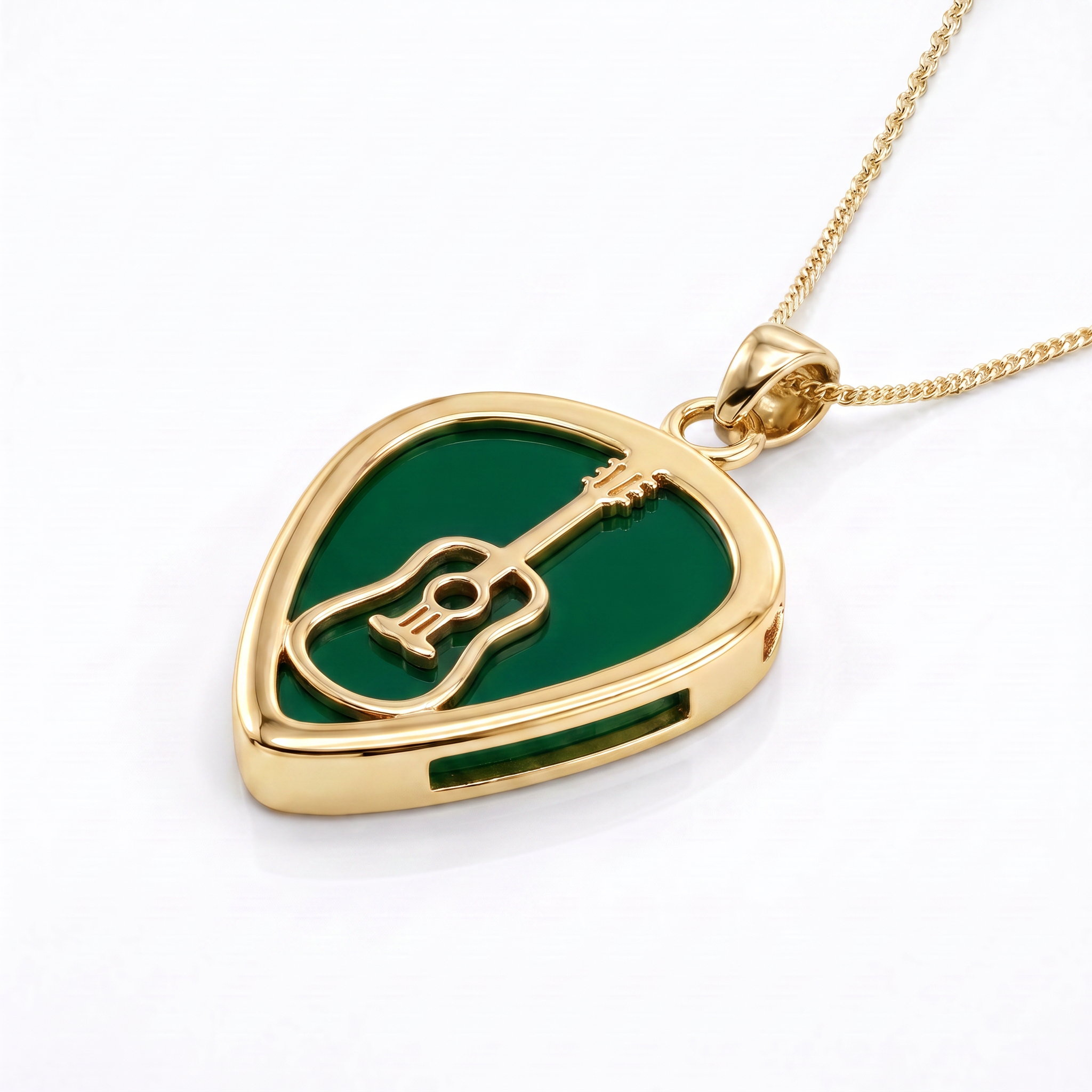 Classic Acoustic Guitar Pick Holder Pendant – Gold