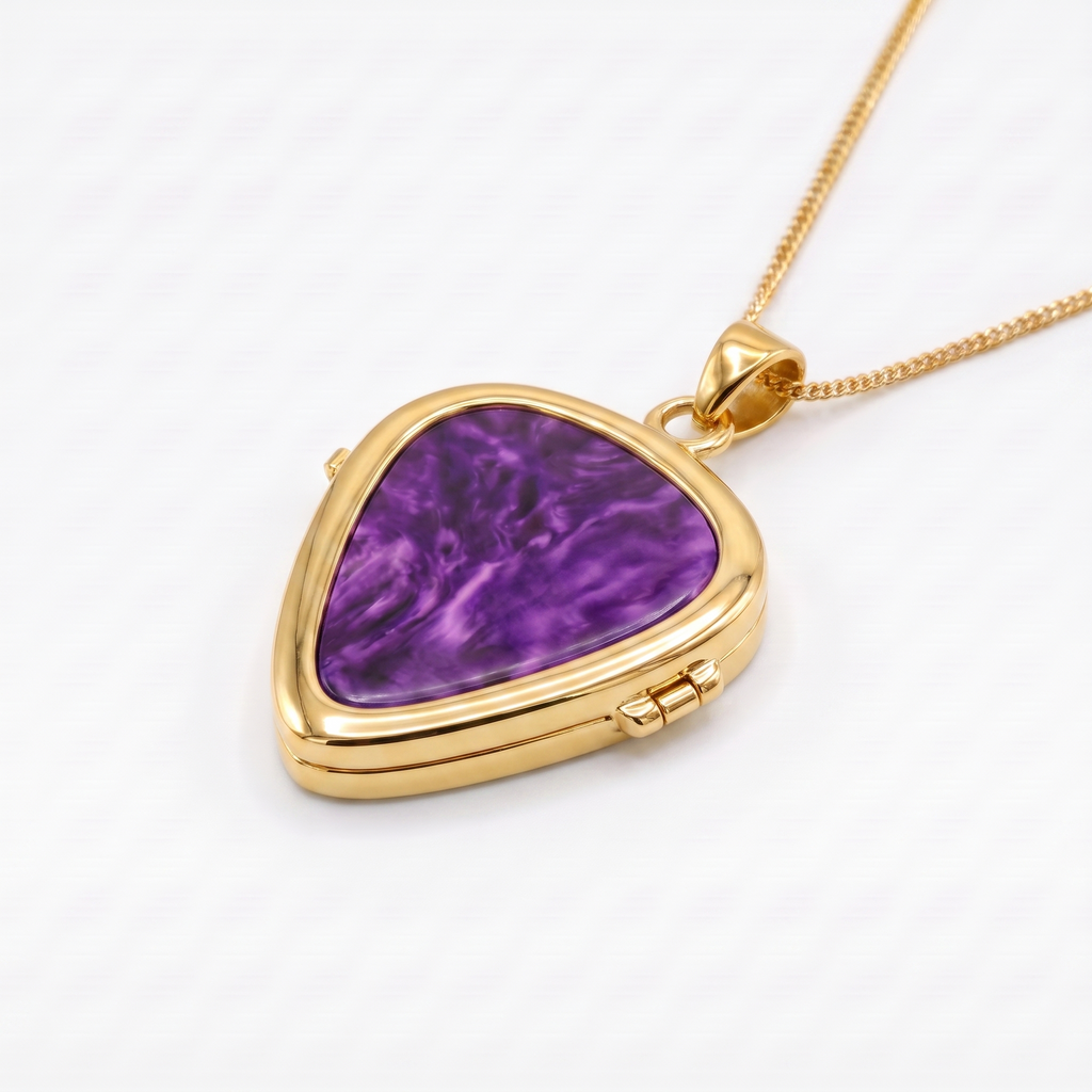 Guitar Pick Holder Locket Pendant – Gold