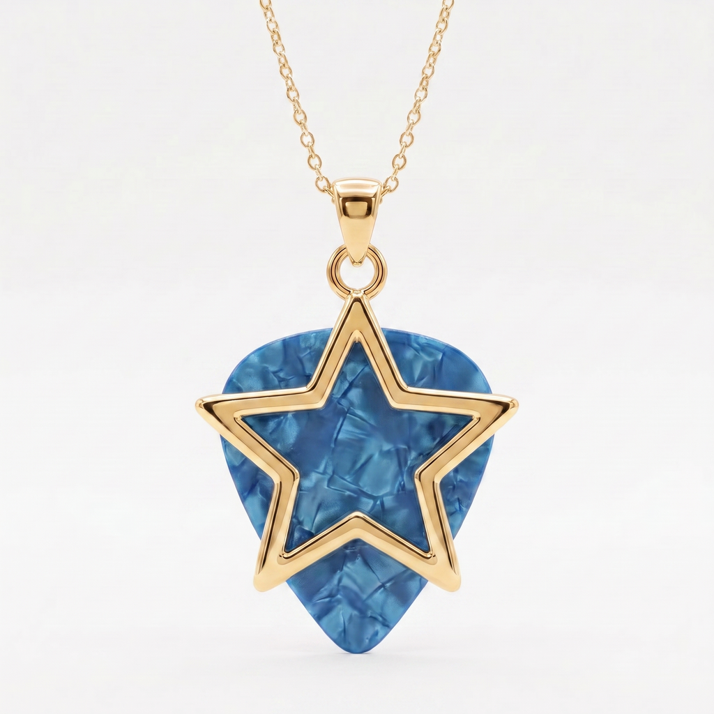 Star Guitar Pick Holder Pendant – Gold