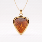 Guitar Pick Holder Pendant with Diamond CZ – Gold