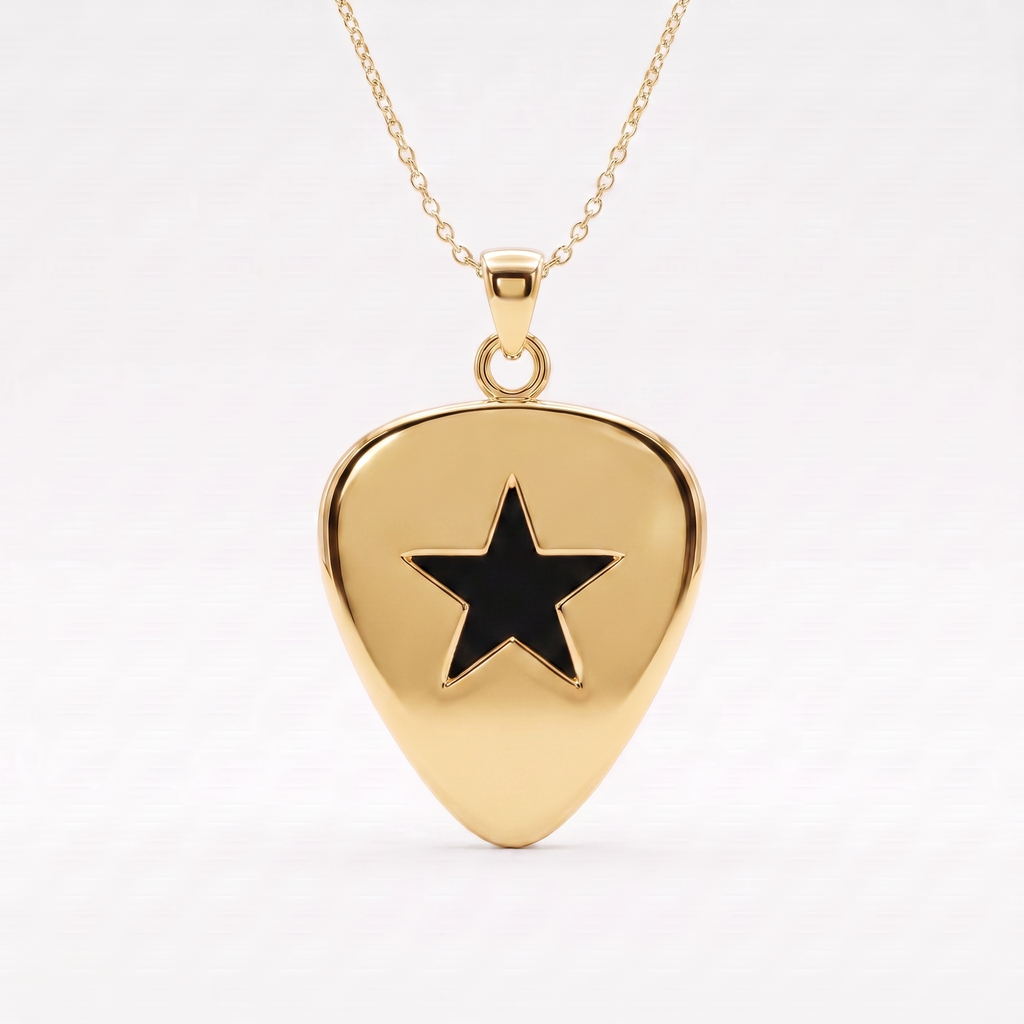 Star Cut-Out Guitar Pick Holder Pendant – Gold