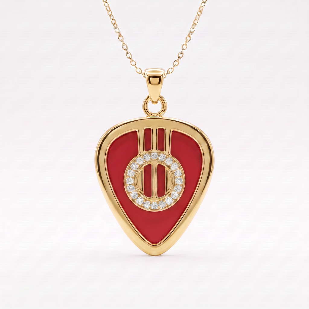 Guitar Sound Hole Pick Holder Pendant – Gold