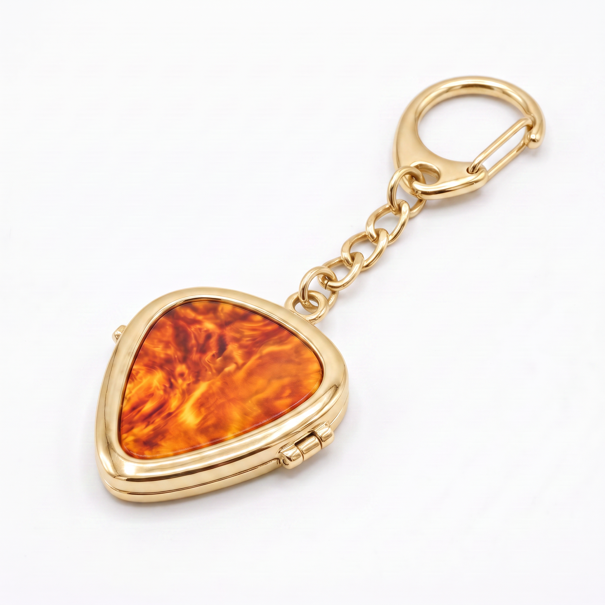 Guitar Pick Holder Locket Keychain – Gold