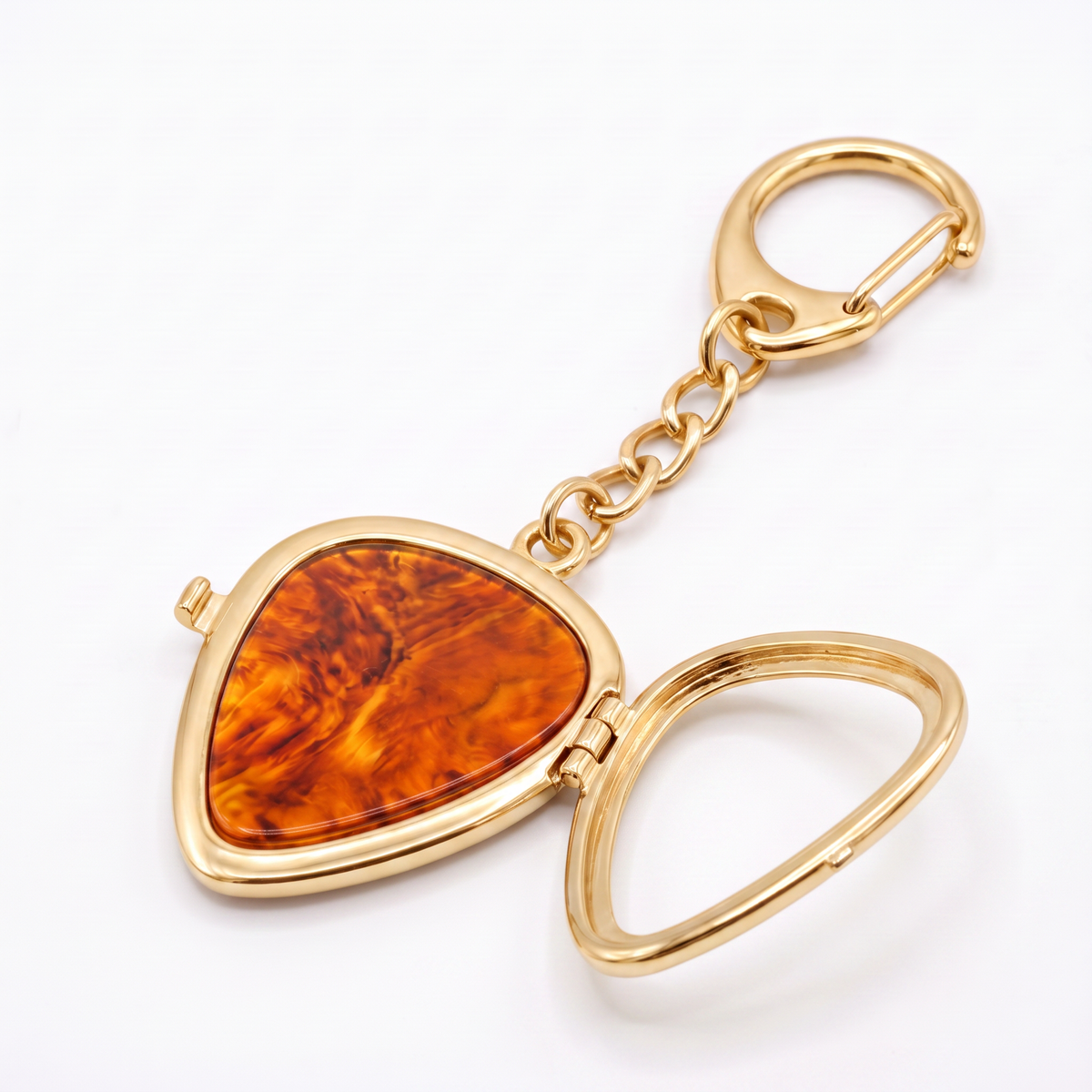 Guitar Pick Holder Locket Keychain – Gold