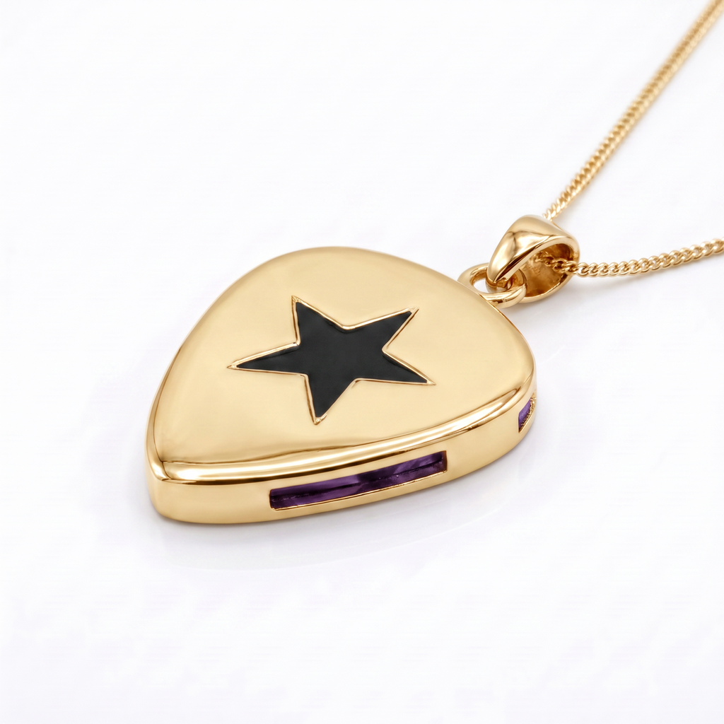 Star Cut-Out Guitar Pick Holder Pendant – Gold