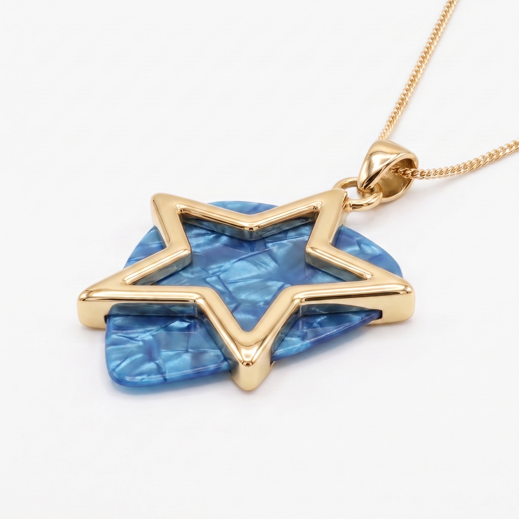 Star Guitar Pick Holder Pendant – Gold