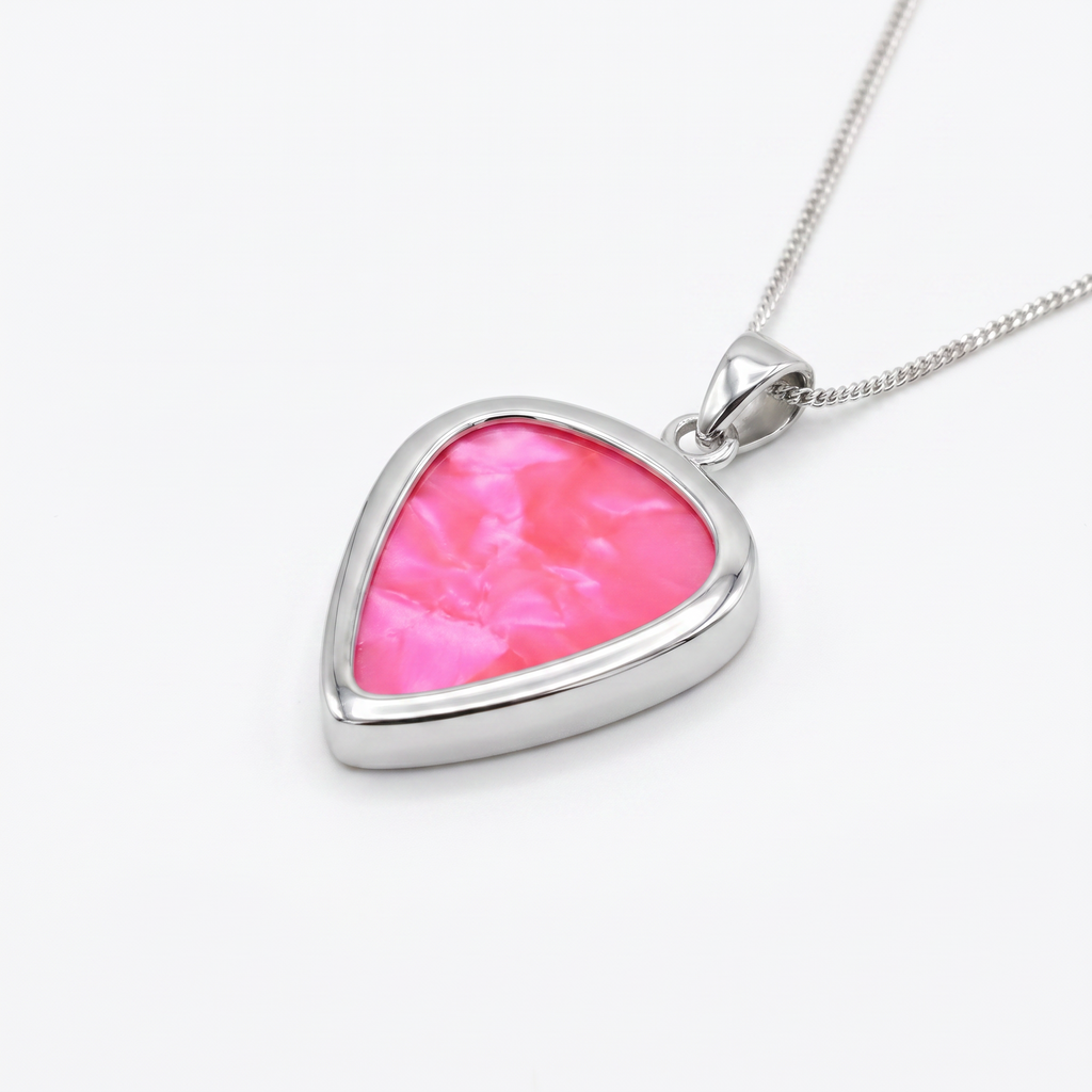Original Guitar Pick Holder Pendant – Rhodium Silver