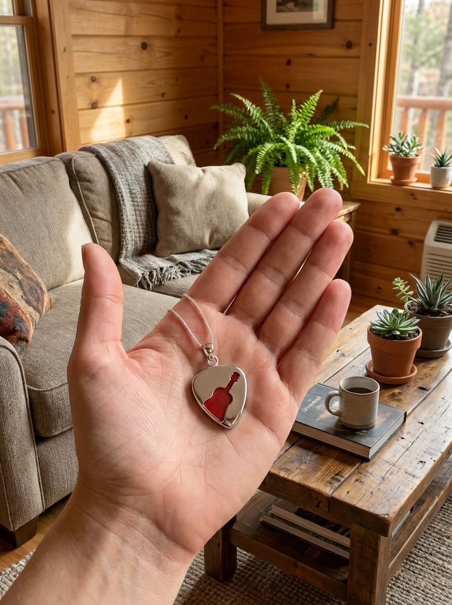Classic Guitar cut out Guitar Pick Holder Pendant