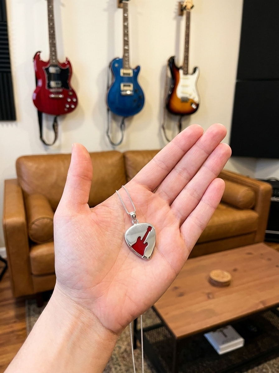 Electric Guitar cut out Guitar Pick Holder Pendant
