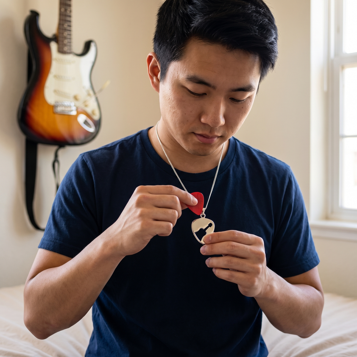 Classic Guitar cut out Guitar Pick Holder Pendant