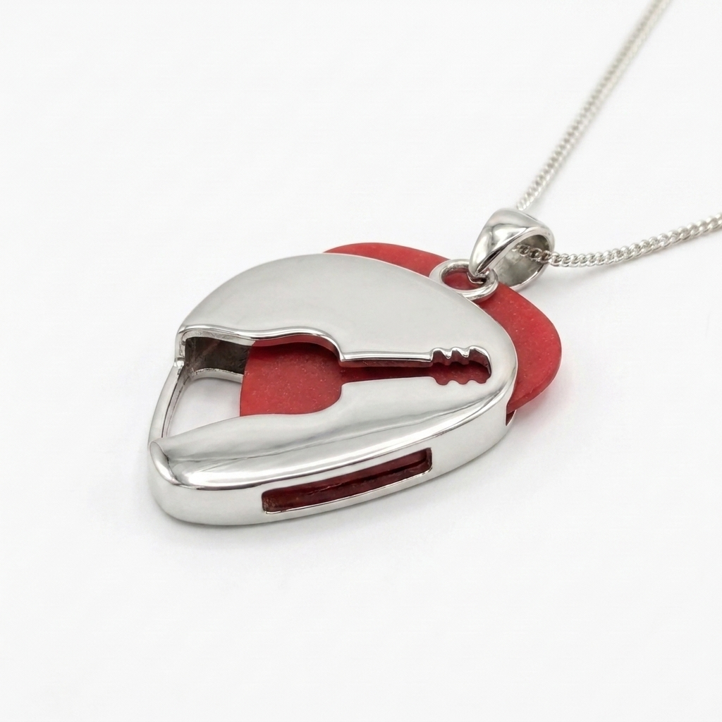 Classic Guitar cut out Guitar Pick Holder Pendant