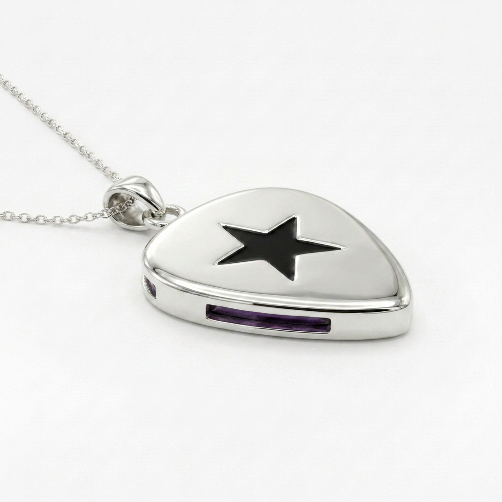 Star Cut-Out Guitar Pick Holder Pendant – Silver