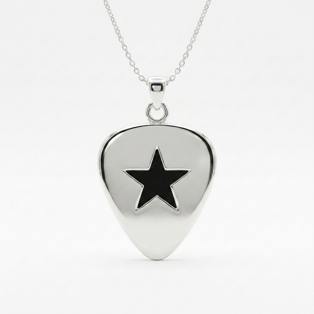 Star Cut-Out Guitar Pick Holder Pendant – Silver